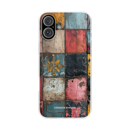 Rustic Red-Yellow Vintage Tiles - Flexi iPhone 16 Phone Case