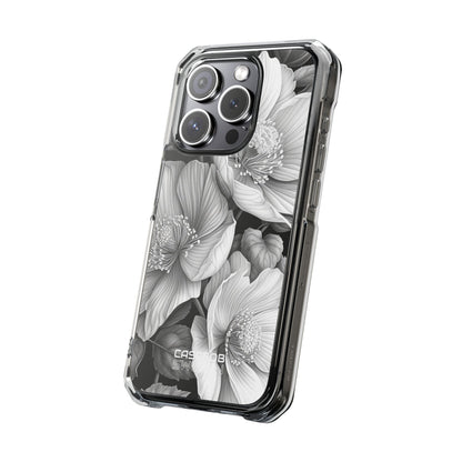 Monochrome Petal Dance iPhone 15 - Impact Clear+