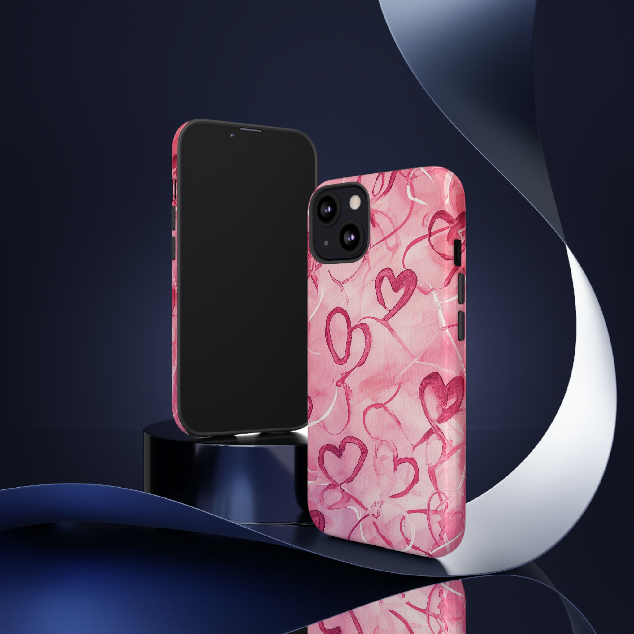 Intertwined Hearts & Cupid - Protective Phone Case