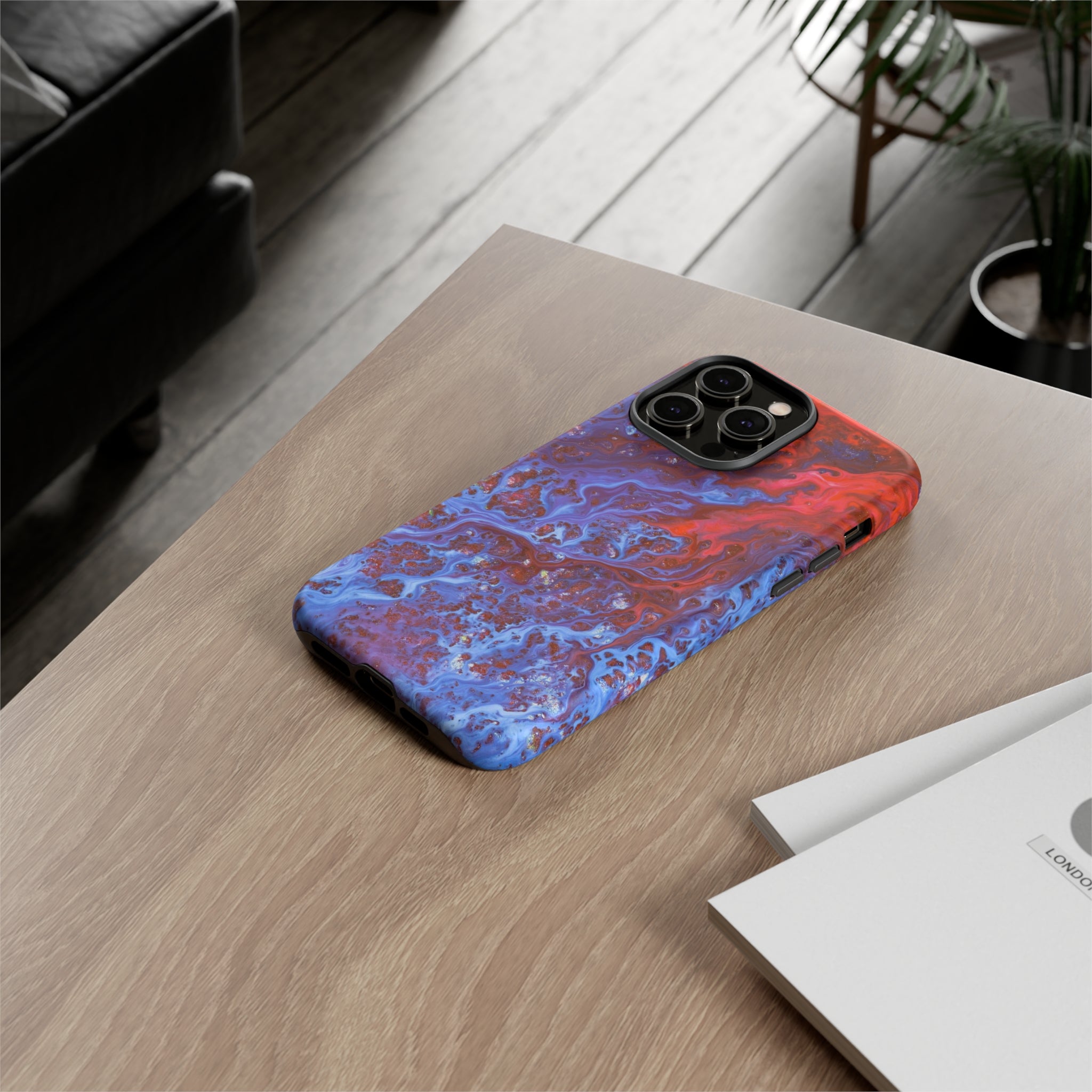 Blue Lava Ink Art iPhone Case (Protective) Phone Case