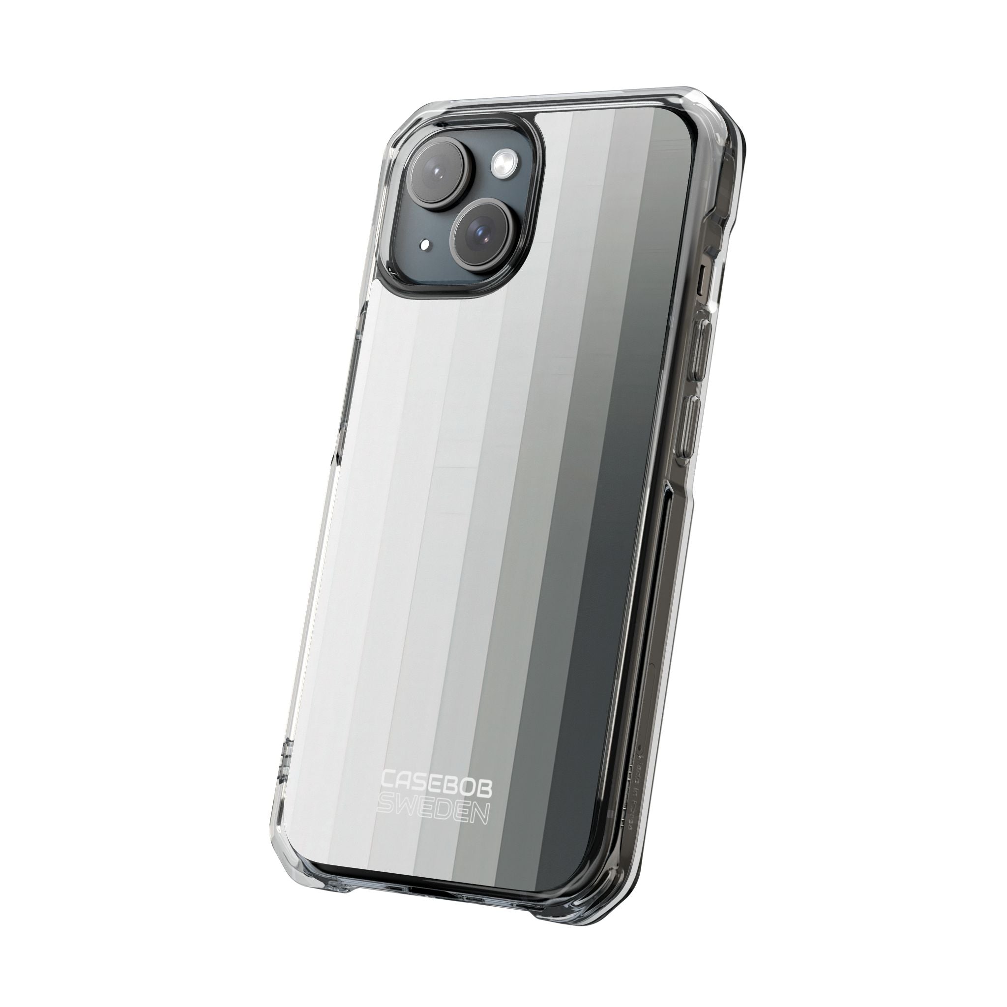 Silver Gradient Stripes iPhone 15 - Impact Clear+