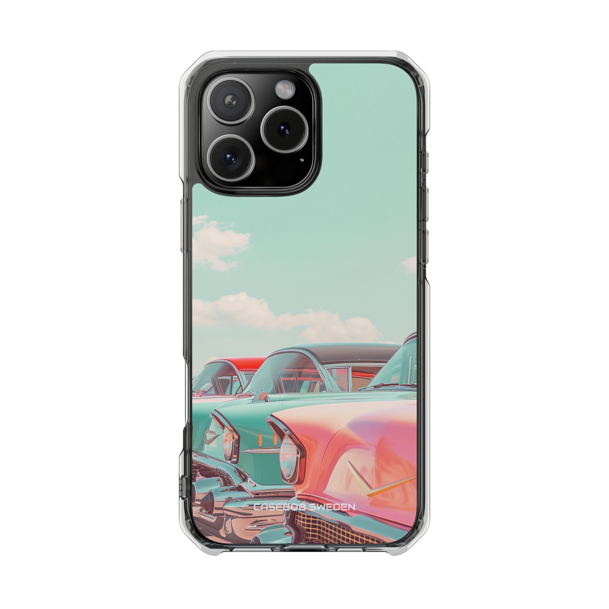 Vintage Turquoise Cars - Clear Impact iPhone 16 Phone Case