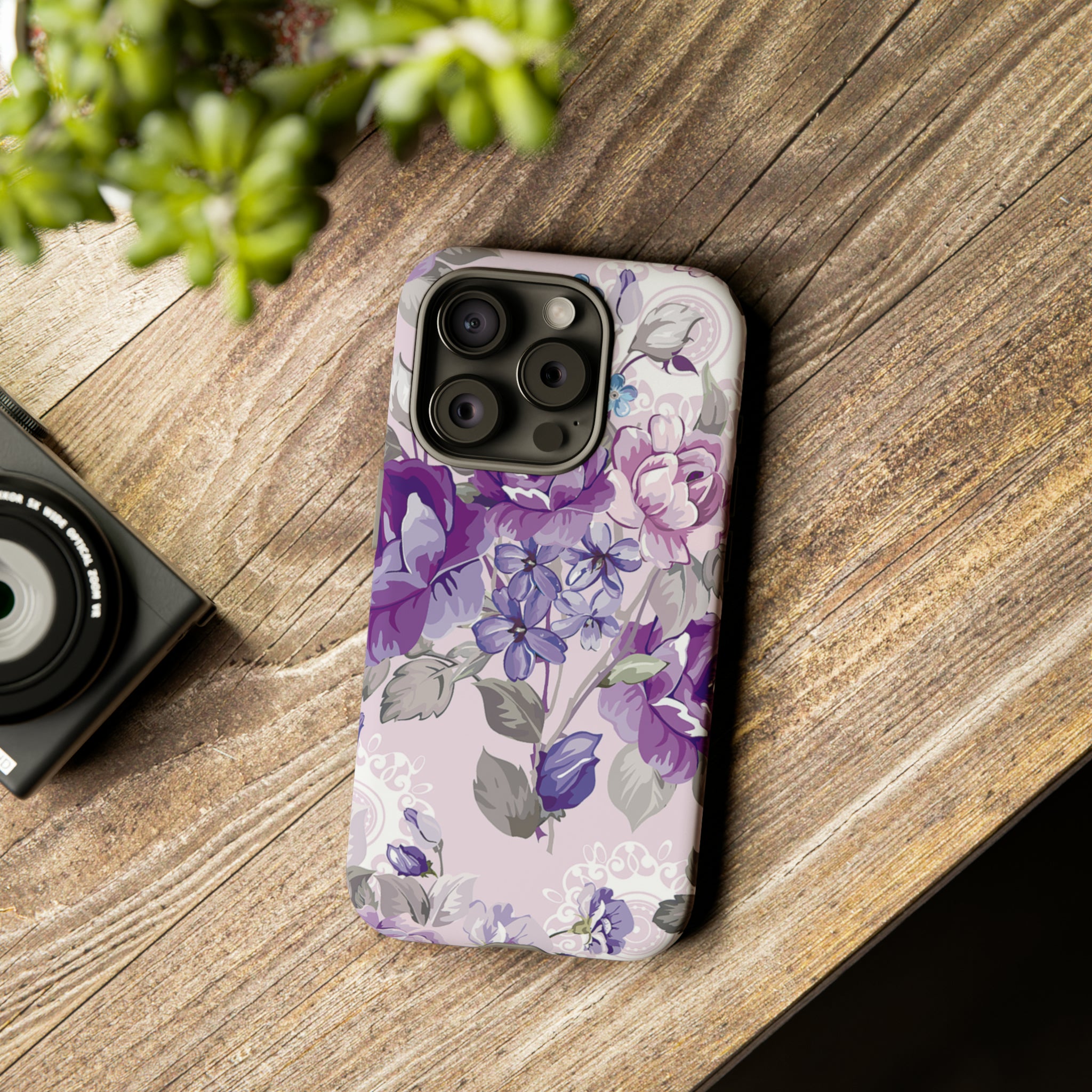 Beautiful vintage purple flower iPhone case - Protective Phone Case