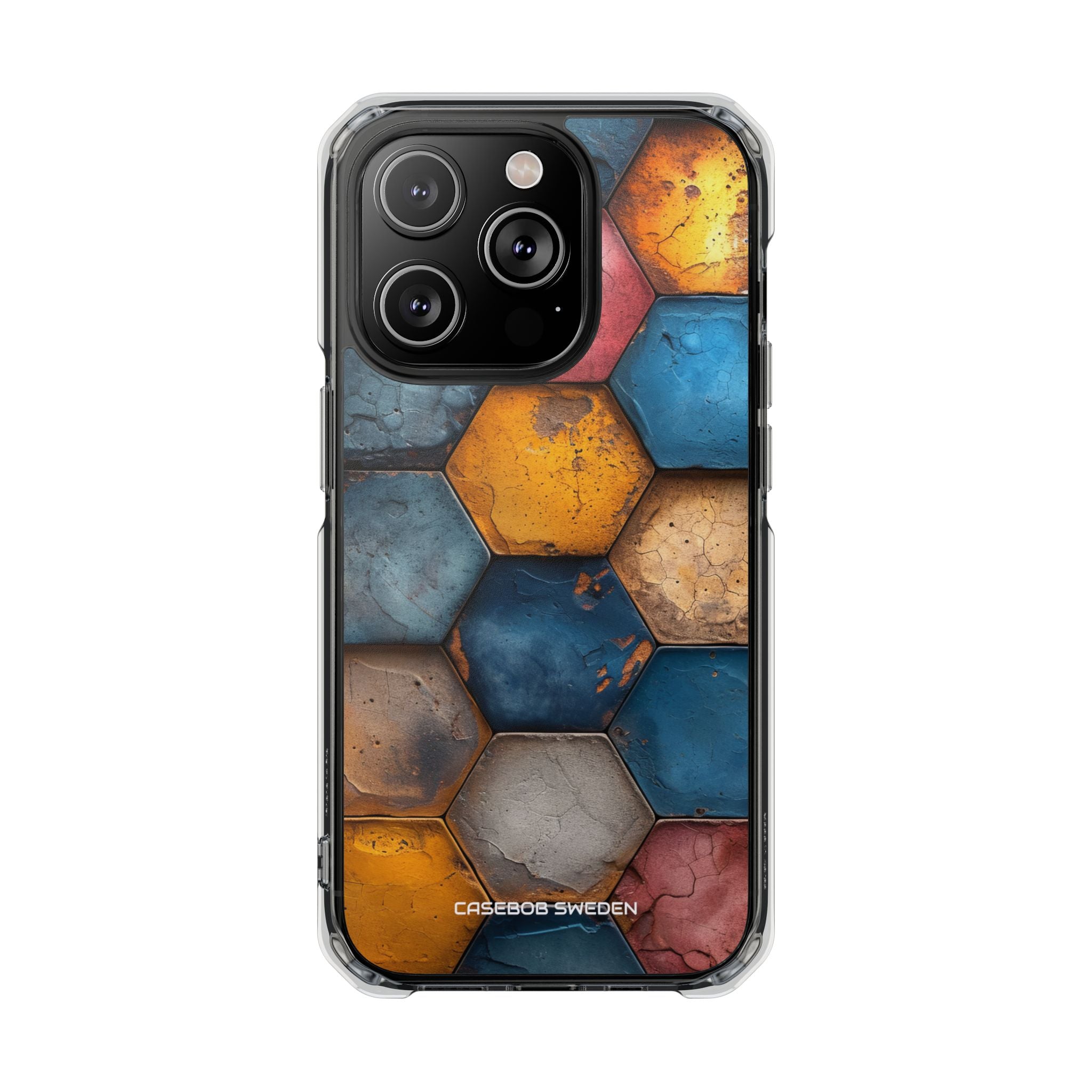 Rustic Geometric Tiles - Clear Impact iPhone 14 Phone Case