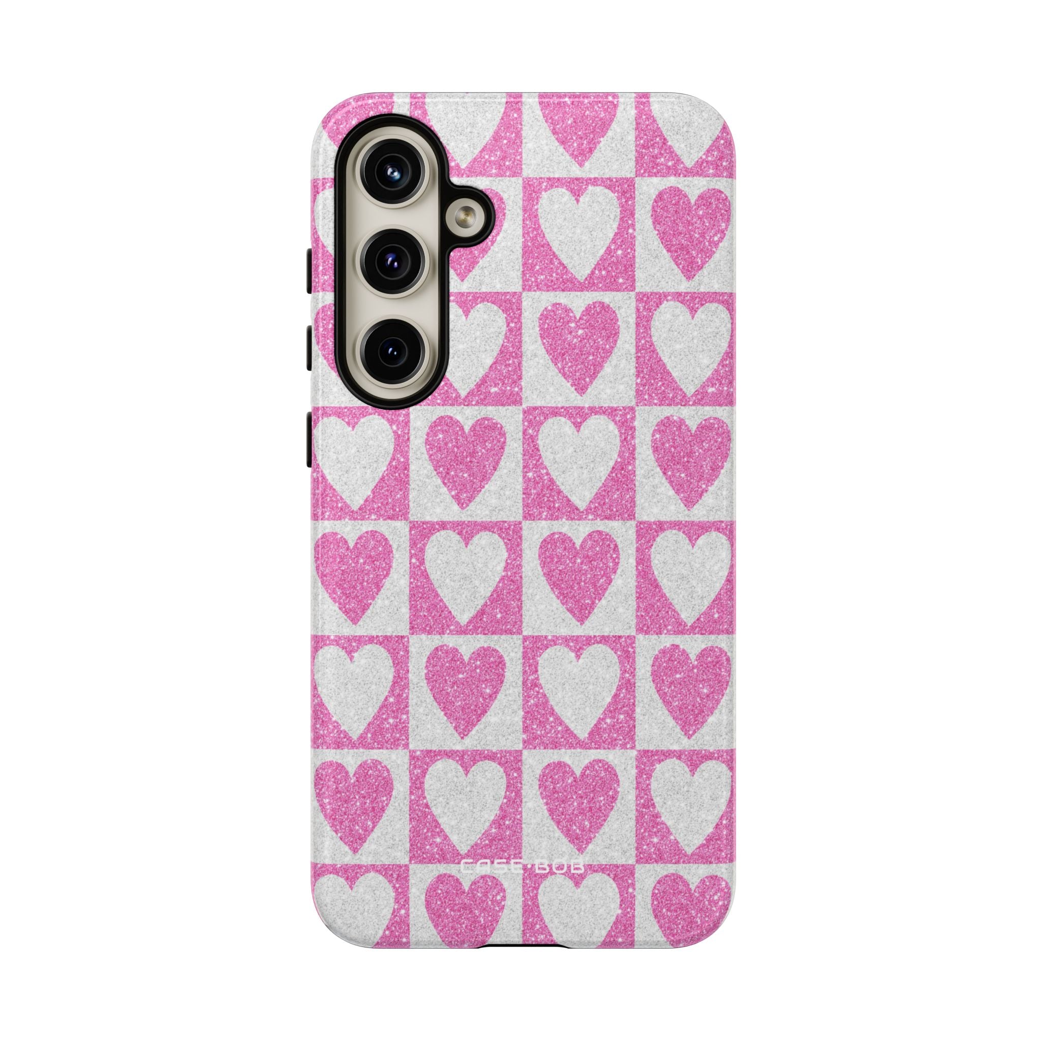 Glitter Heart Grid Samsung S24 Plus Case - Tough