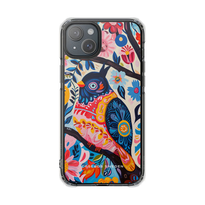 Whimsical Vintage Owl with Floral Charm iPhone 15 - Clear Impact Phone Case