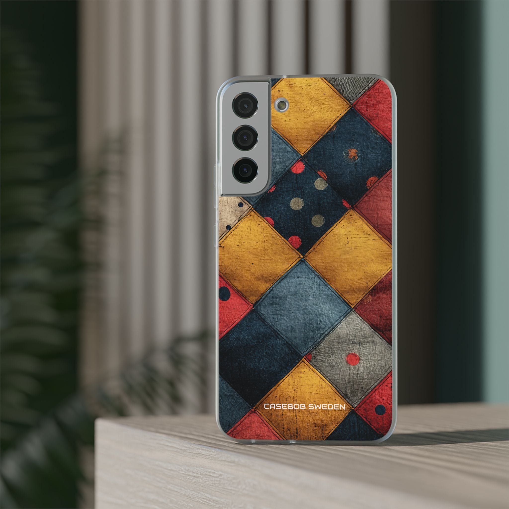 Blue Red Patchwork - Flexi Samsung S22 Phone Case