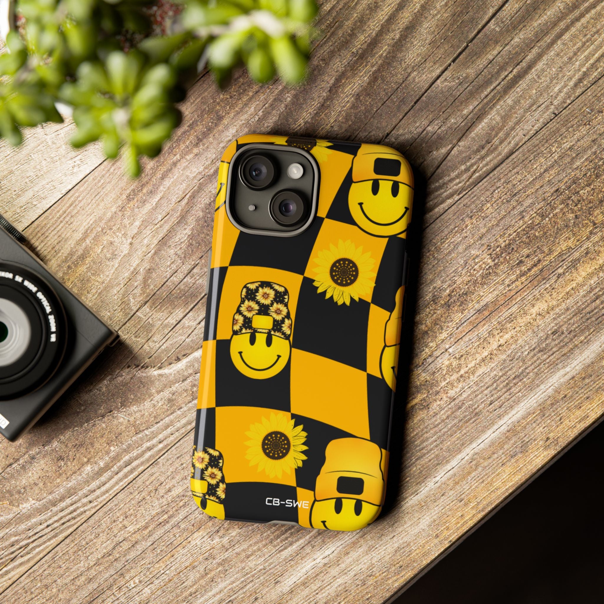 Joyful Checkered Smiles - iPhone Case