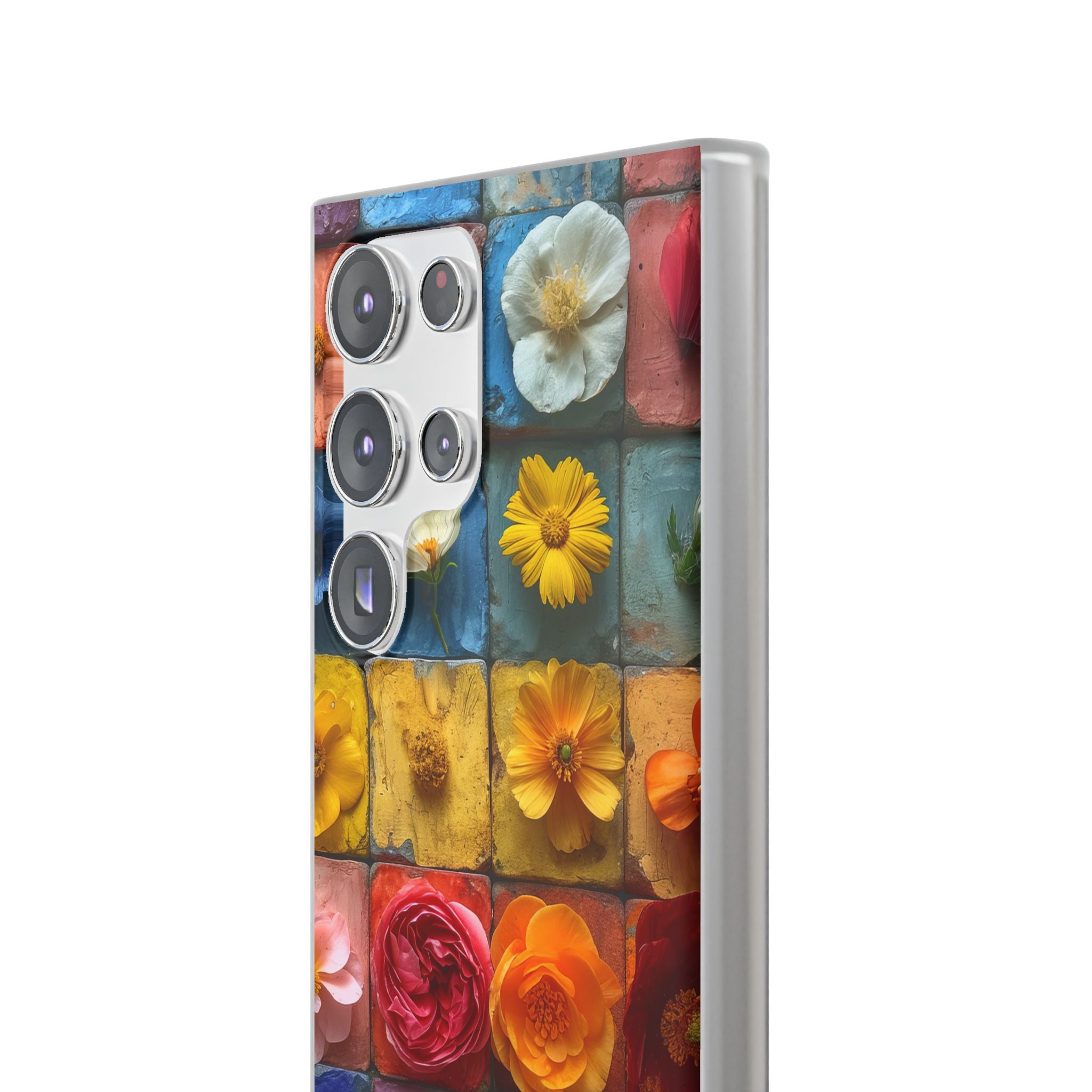 Vibrant Floral Tiles - Flexi Samsung S23 Phone Case