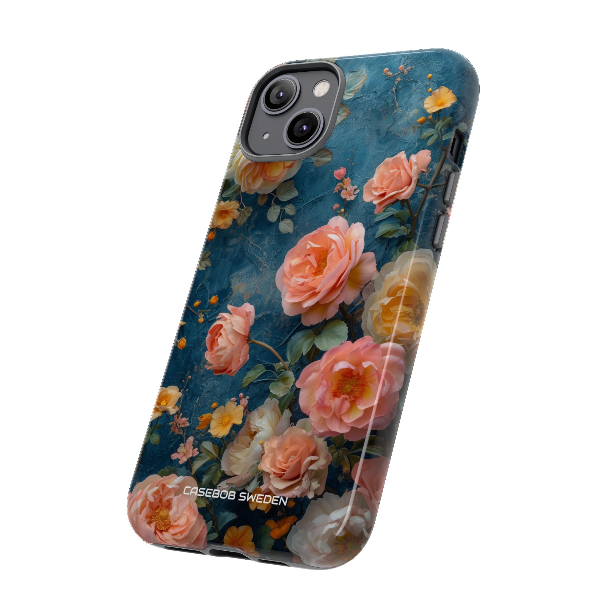 Blue Floral Elegance - Tough iPhone 14 Phone Case