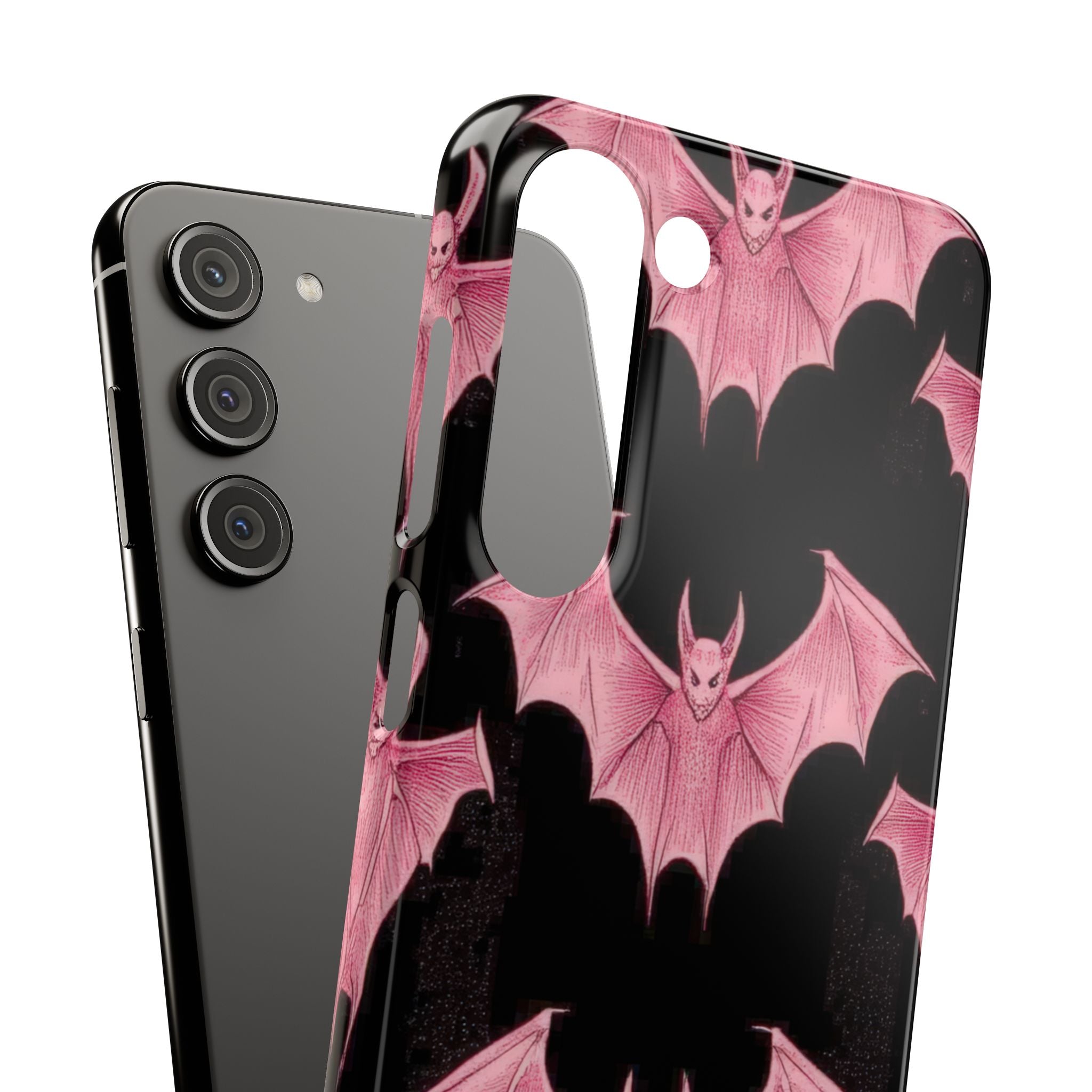 Gothic Pink Bats Aflame Samsung S23 - Slim Phone Case