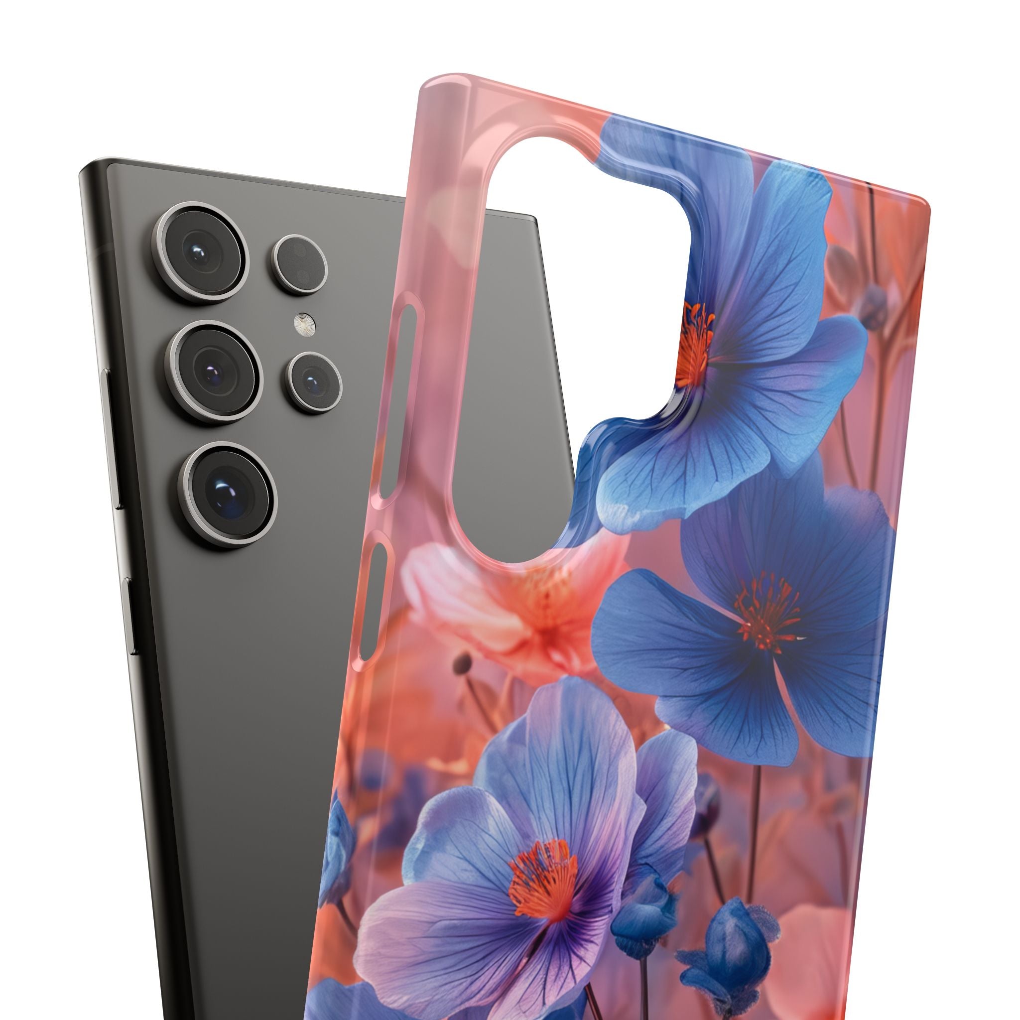 Blue Peach Blossoms - Slim Samsung S24 Phone Case