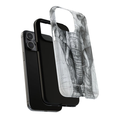 Elephant Line Geometry iPhone 15 | Tough+ Phone Case