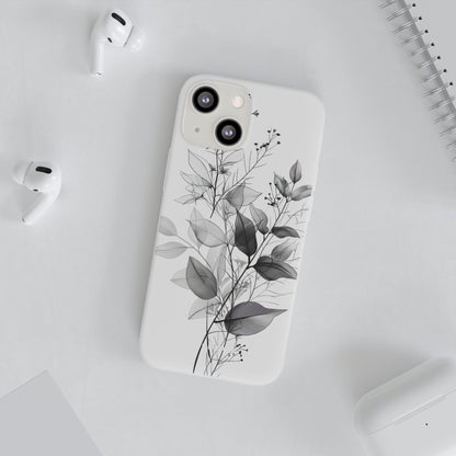 Veined Leaves Gray iPhone 13 mini Case - Soft