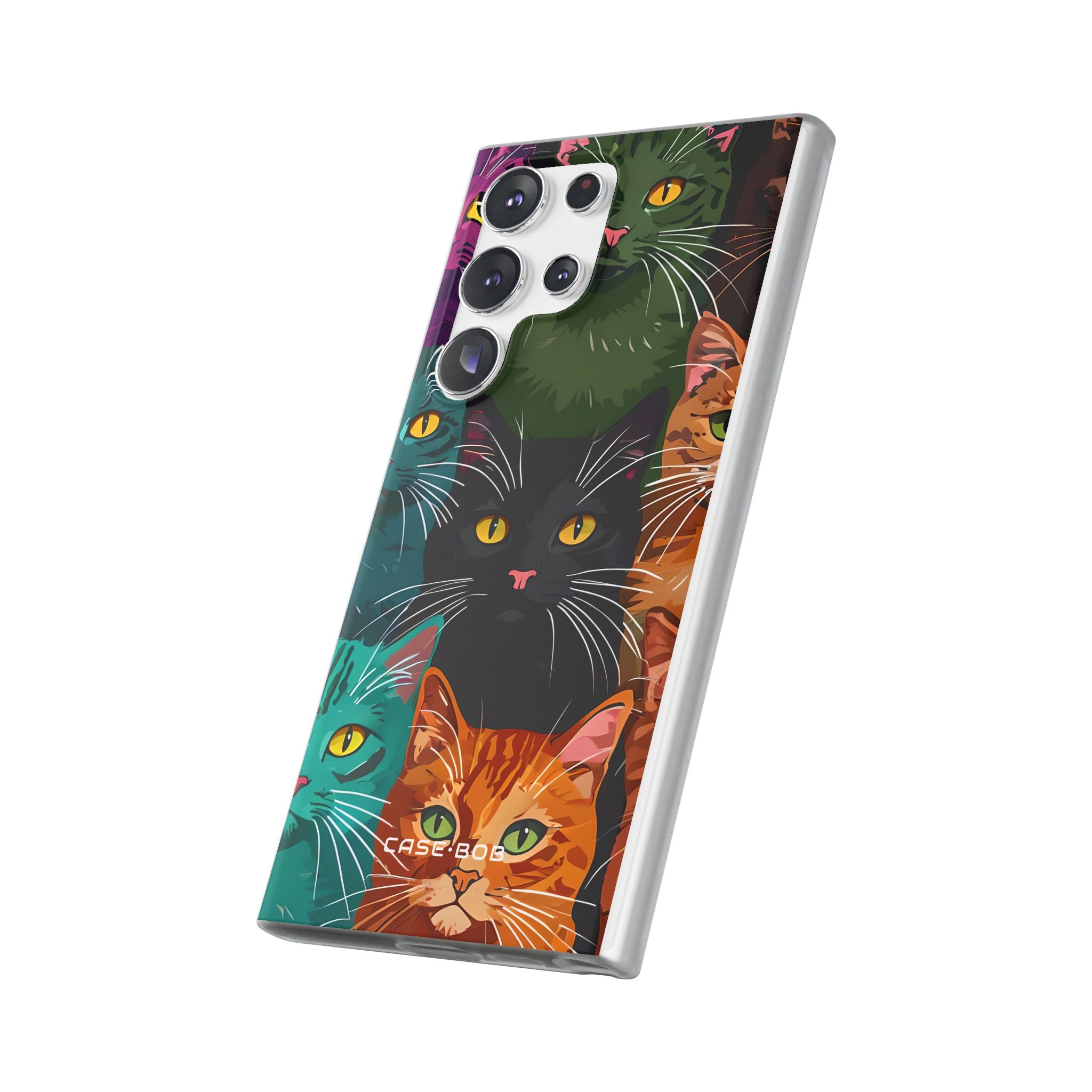 Teal Cat Grid Samsung S23 Ultra Case - Soft