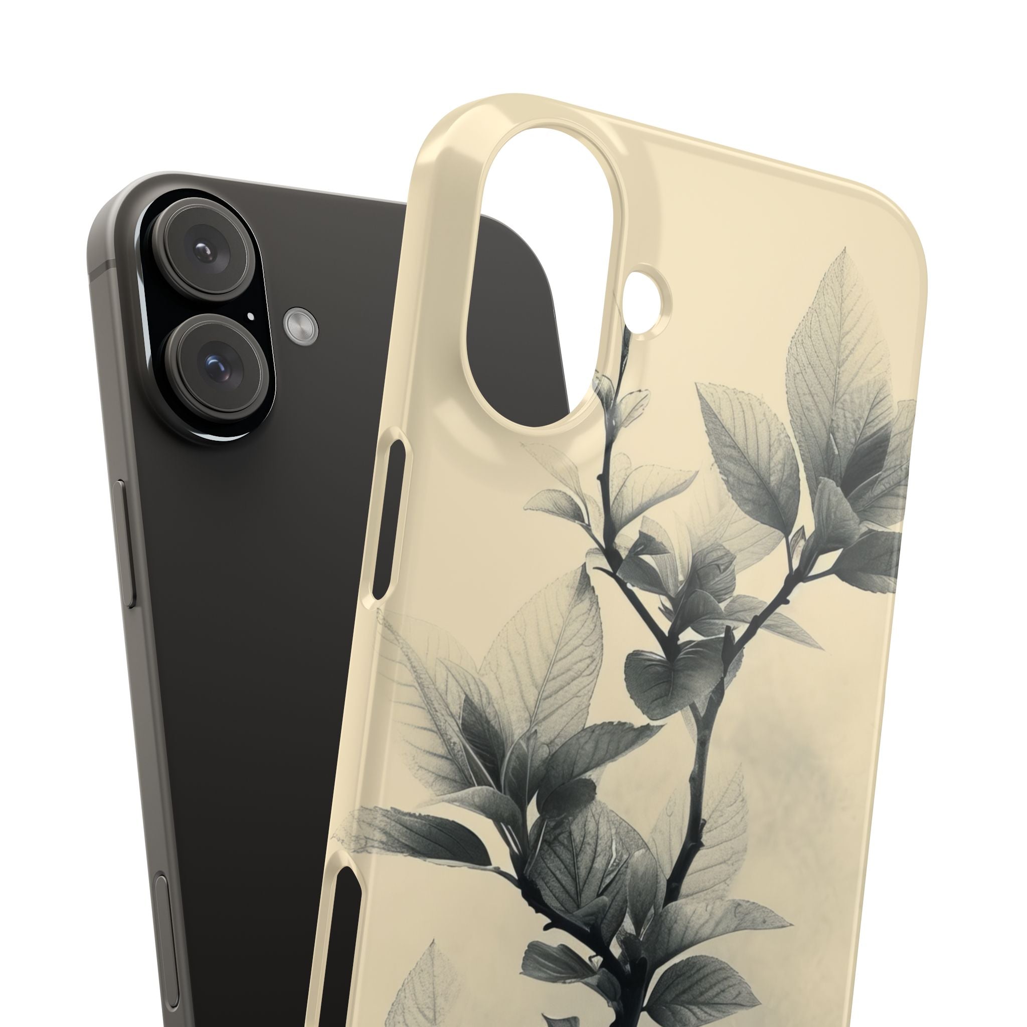 Beige Branch Art - Slim iPhone 16 Phone Case