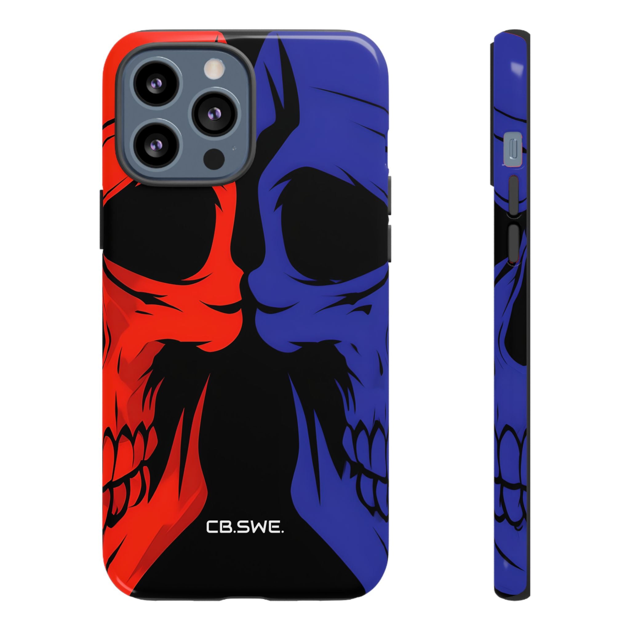Vivid Overlapping Red Blue Skull Illustration iPhone 13 - Tough