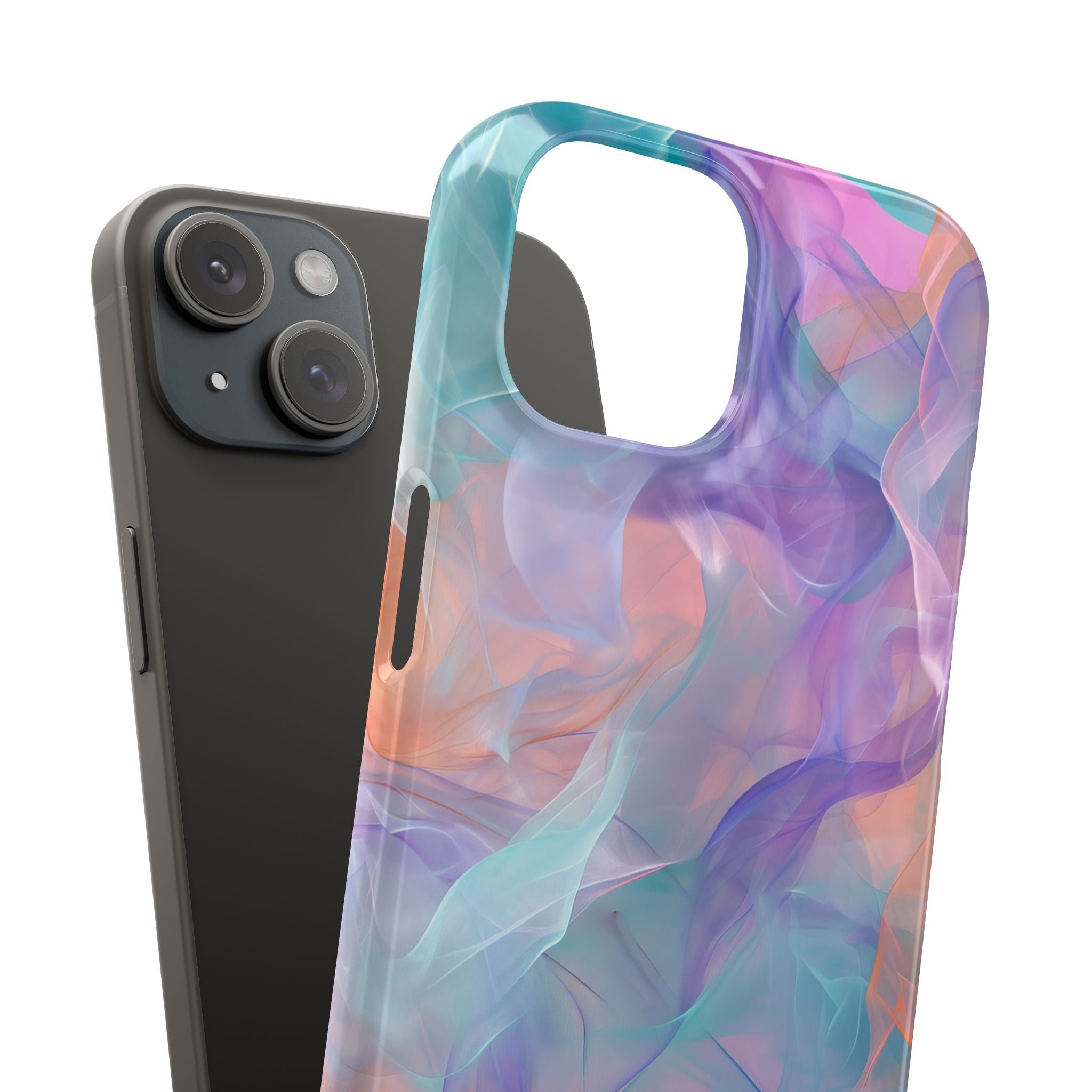 Dreamy Teal Flow - Slim iPhone 15 Phone Case