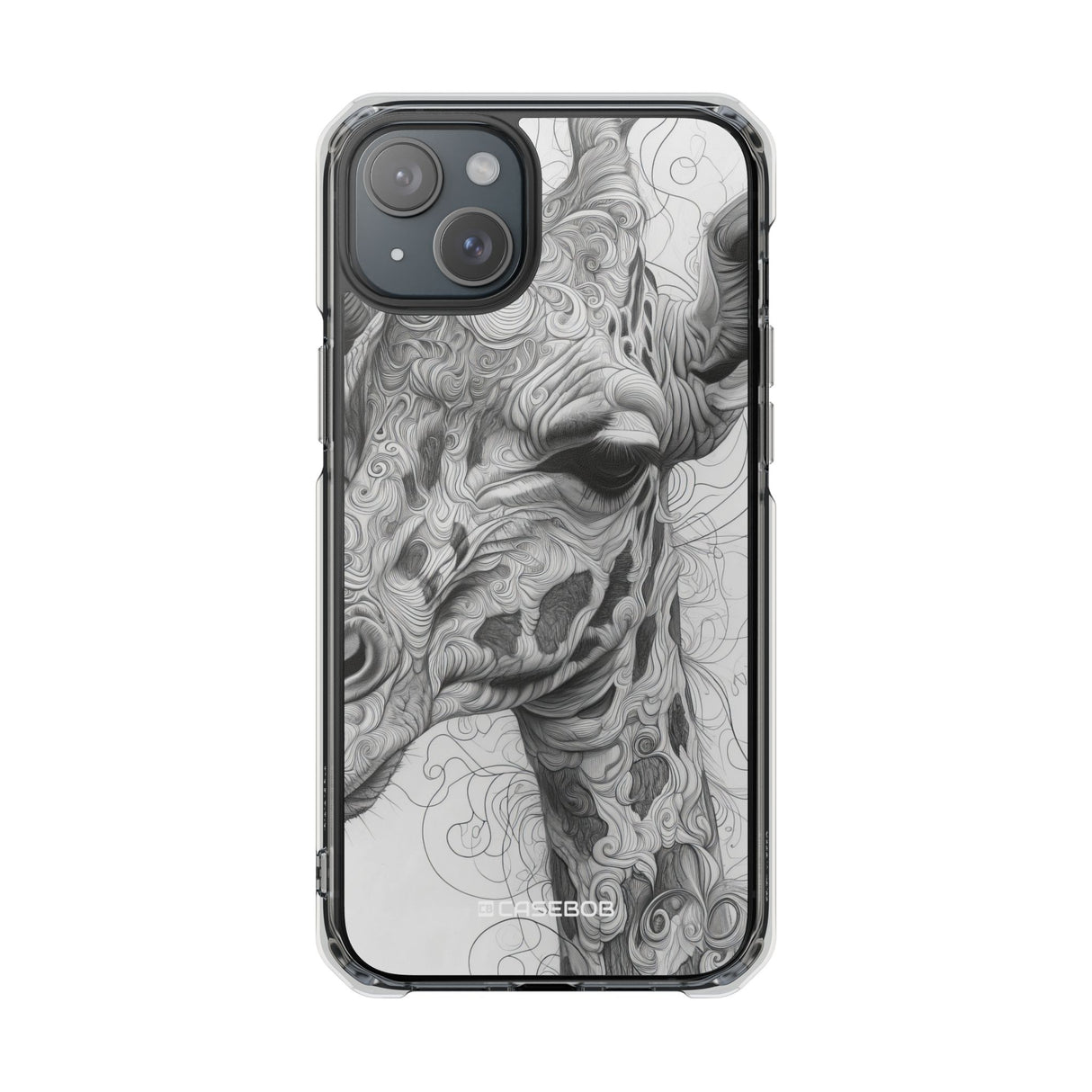 Monochrome Giraffe - Phone Case for iPhone (Clear Impact - Magnetic)