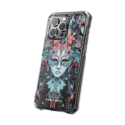 Mystic Teal Coral Mask - Clear Impact iPhone 15 Phone Case