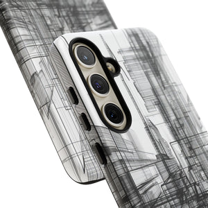 Urban Complexity: Black Lines Design - For Samsung S24