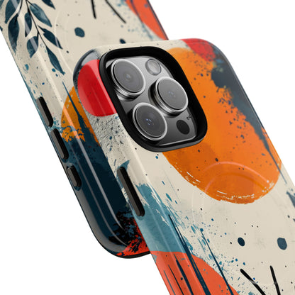 Orange Blue Splash - Tough + MagSafe® iPhone 16 Phone Case