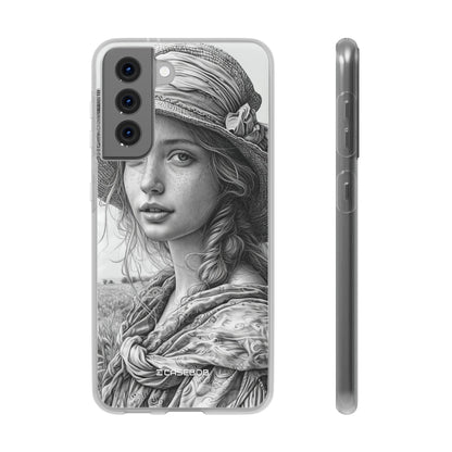 Serene Sketch Portrait | Flexible Phone Case for Samsung Galaxy