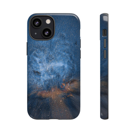 Blue Stardust Ink Art iPhone Case (Protective) iPhone 13 Mini Glossy Phone Case