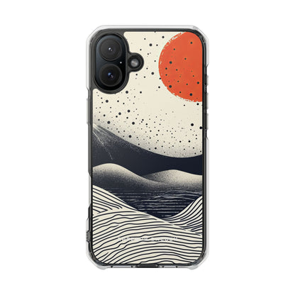 Red Sun Over Flowing Horizons iPhone 16 - Clear Impact Phone Case