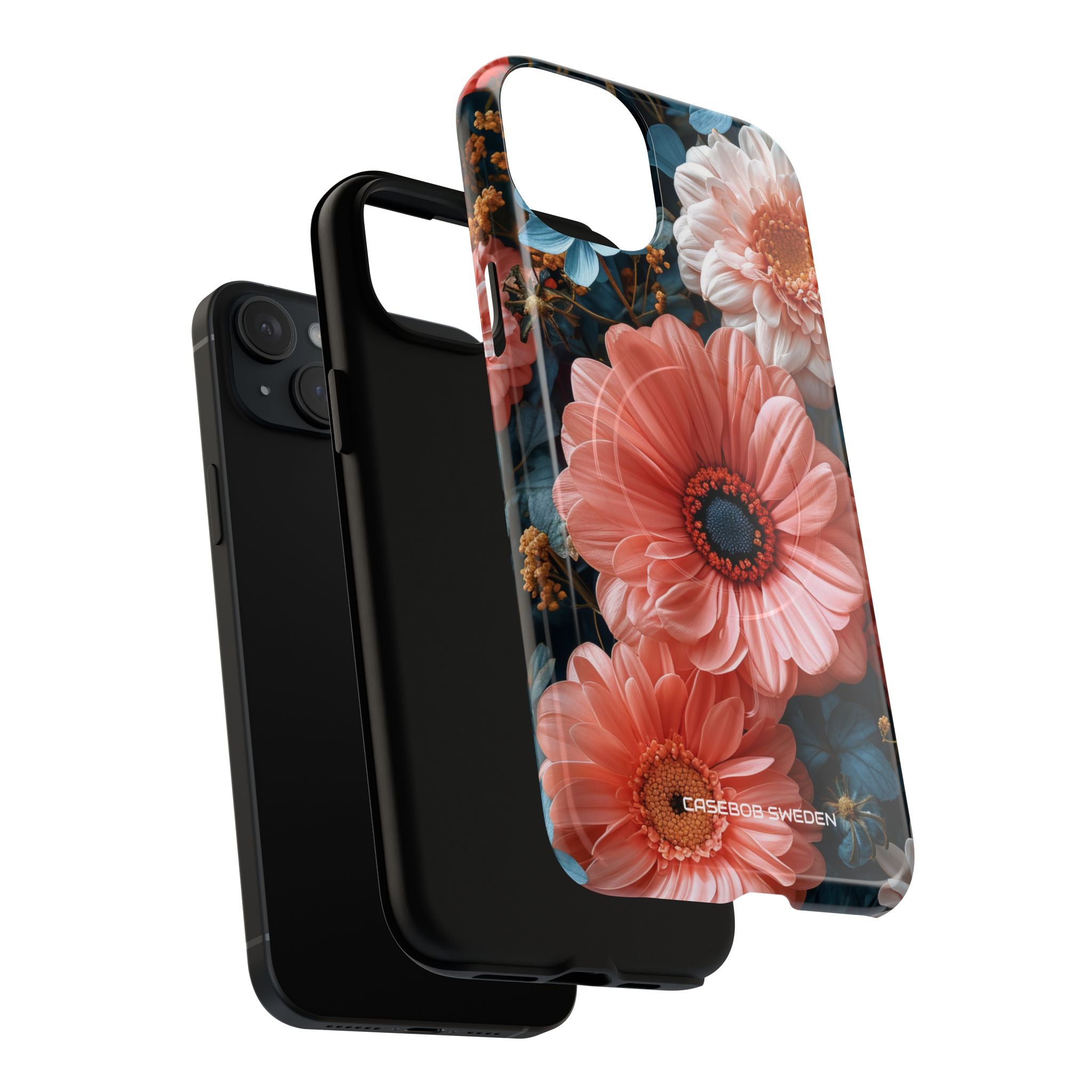 Coral Teal Blooms - Tough + MagSafe® iPhone 15 Phone Case