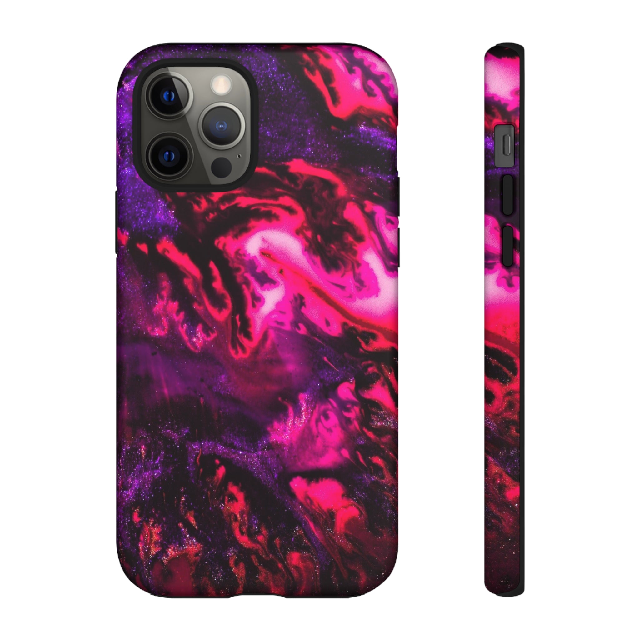 Deep Pink Galaxy Ink Art iPhone Case (Protective) iPhone 12 Pro Matte Phone Case