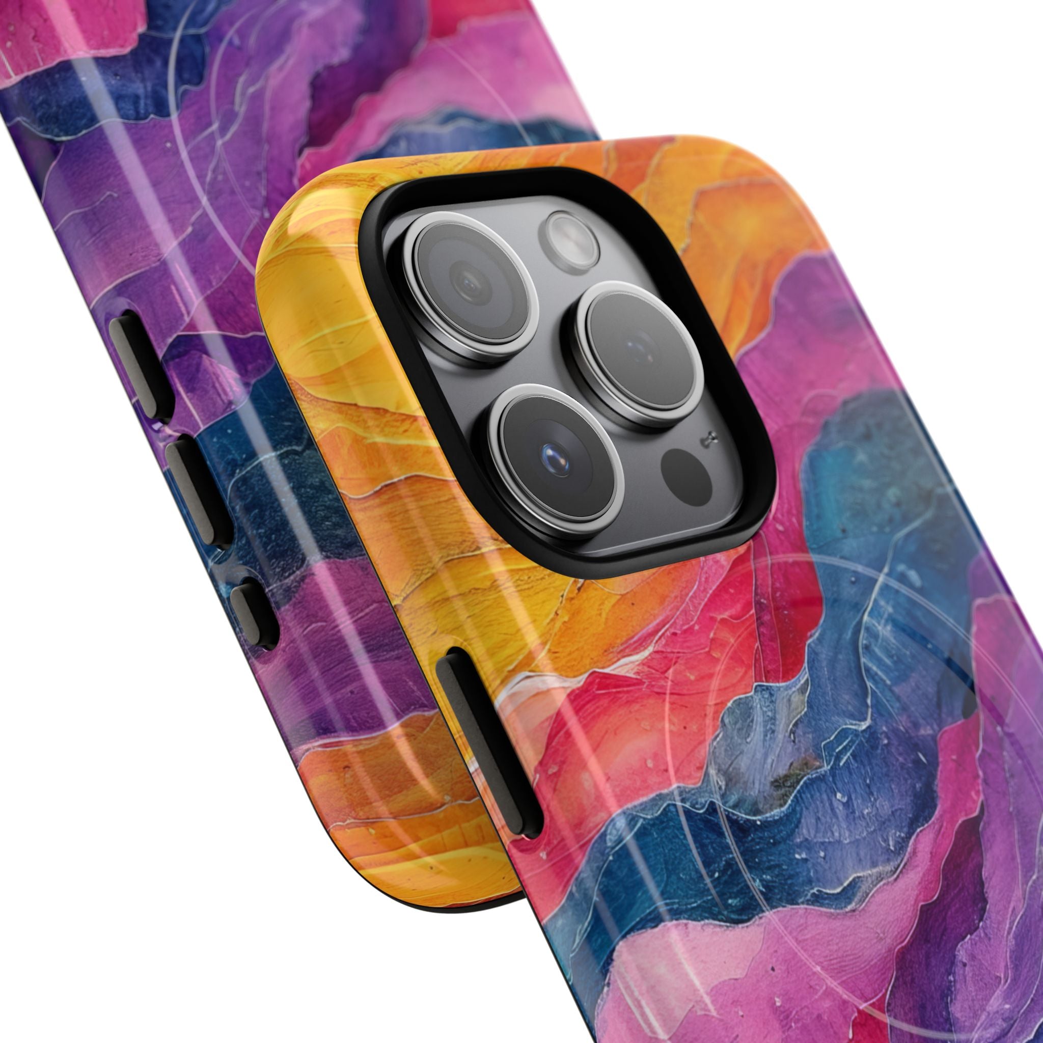 Vibrant Abstract Waves - Tough + MagSafe® iPhone 15 Phone Case