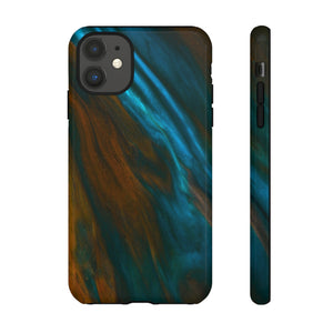 Neon Blue Ink Art iPhone Case (Protective) iPhone 11 Glossy Phone Case