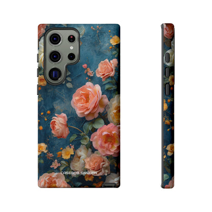 Blue Floral Elegance - Tough Samsung S23 Phone Case