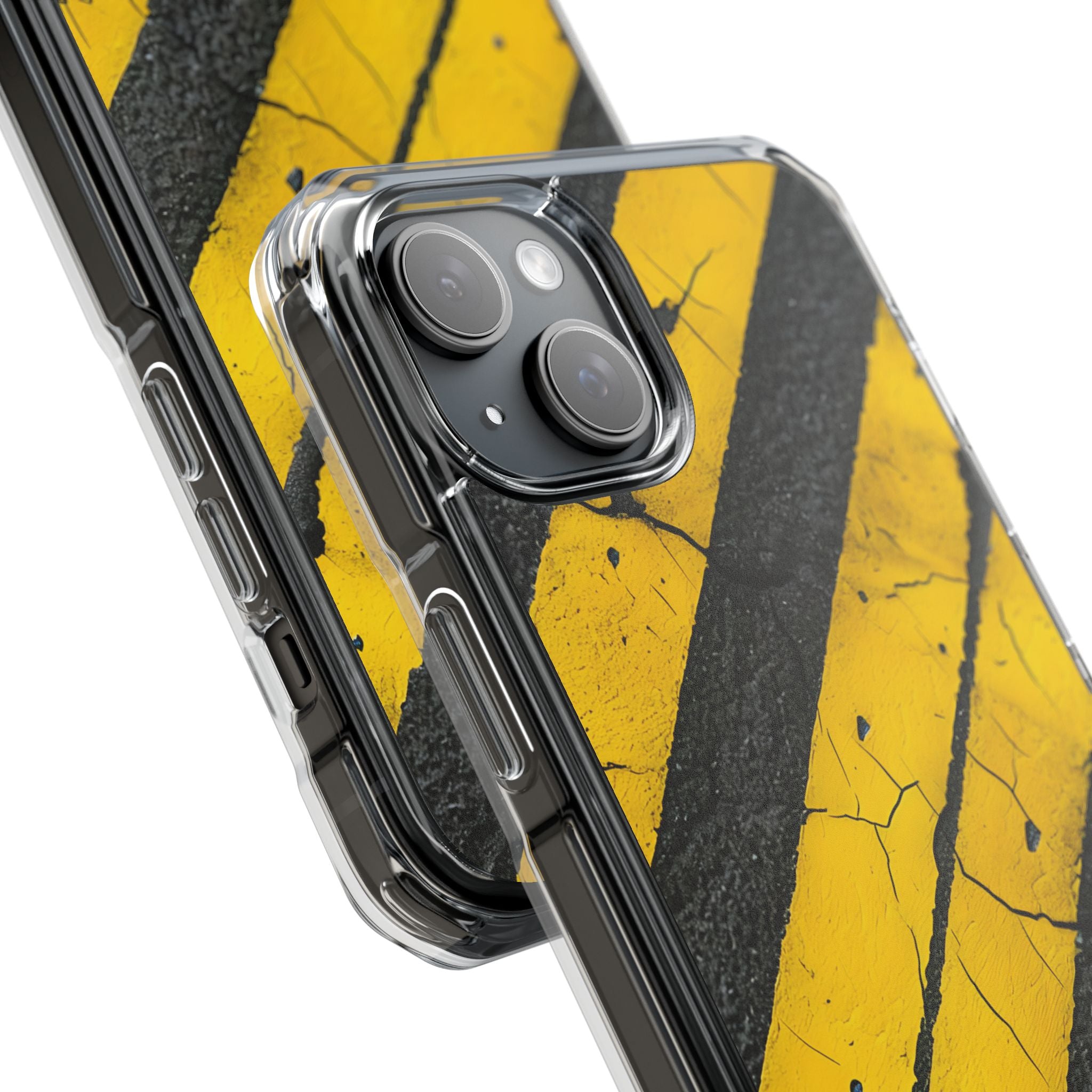 Yellow Stripe Distress iPhone 15 Plus Case - Impact