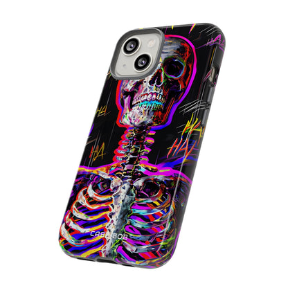 Neon Skeleton Laugh iPhone 14 Case - Tough