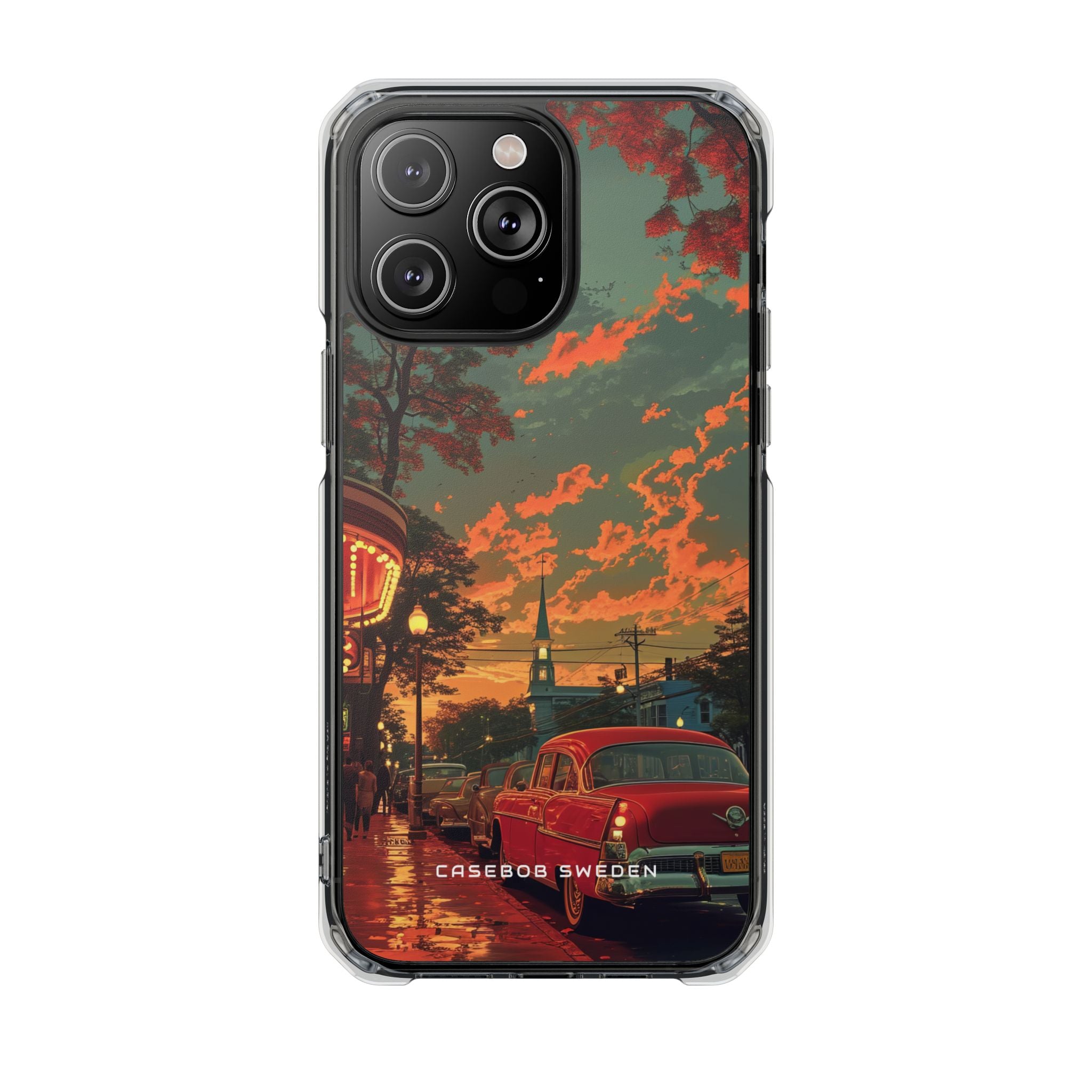 Mid-Century Nostalgia Streetscape iPhone 14 - Clear Impact Phone Case