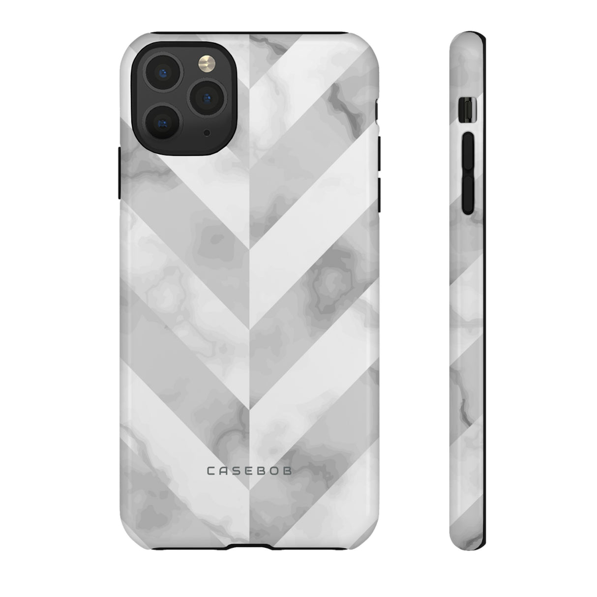 White Herringbone - Protective Phone Case