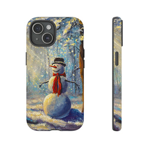 Oil painting - Happy Snowman - Protective Phone Case