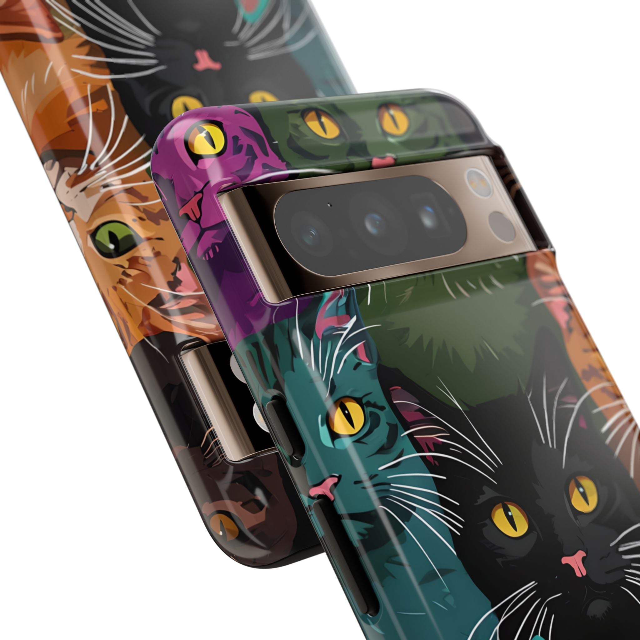 Teal Cat Grid Google Pixel 8 Pro Case - Tough