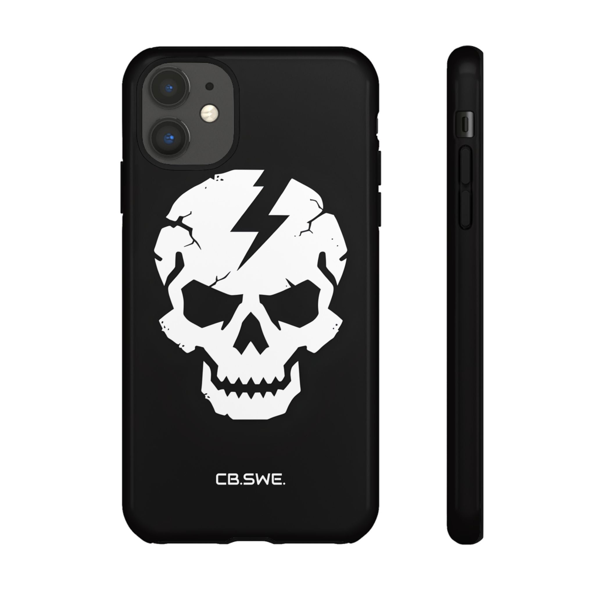 Minimalist White Skull Lightning Bolt Icon iPhone 11 - Tough