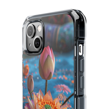 Vibrant Lotus Embroidery - Clear Impact iPhone 14 Phone Case