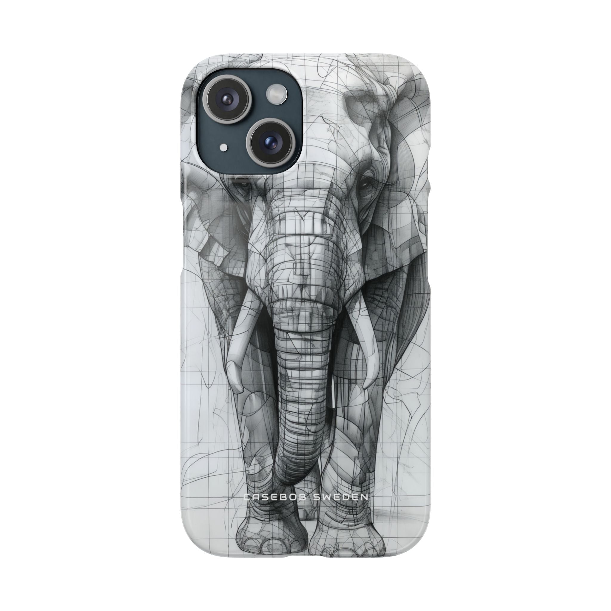 Elephant Line Geometry iPhone 15 - Slim Phone Case