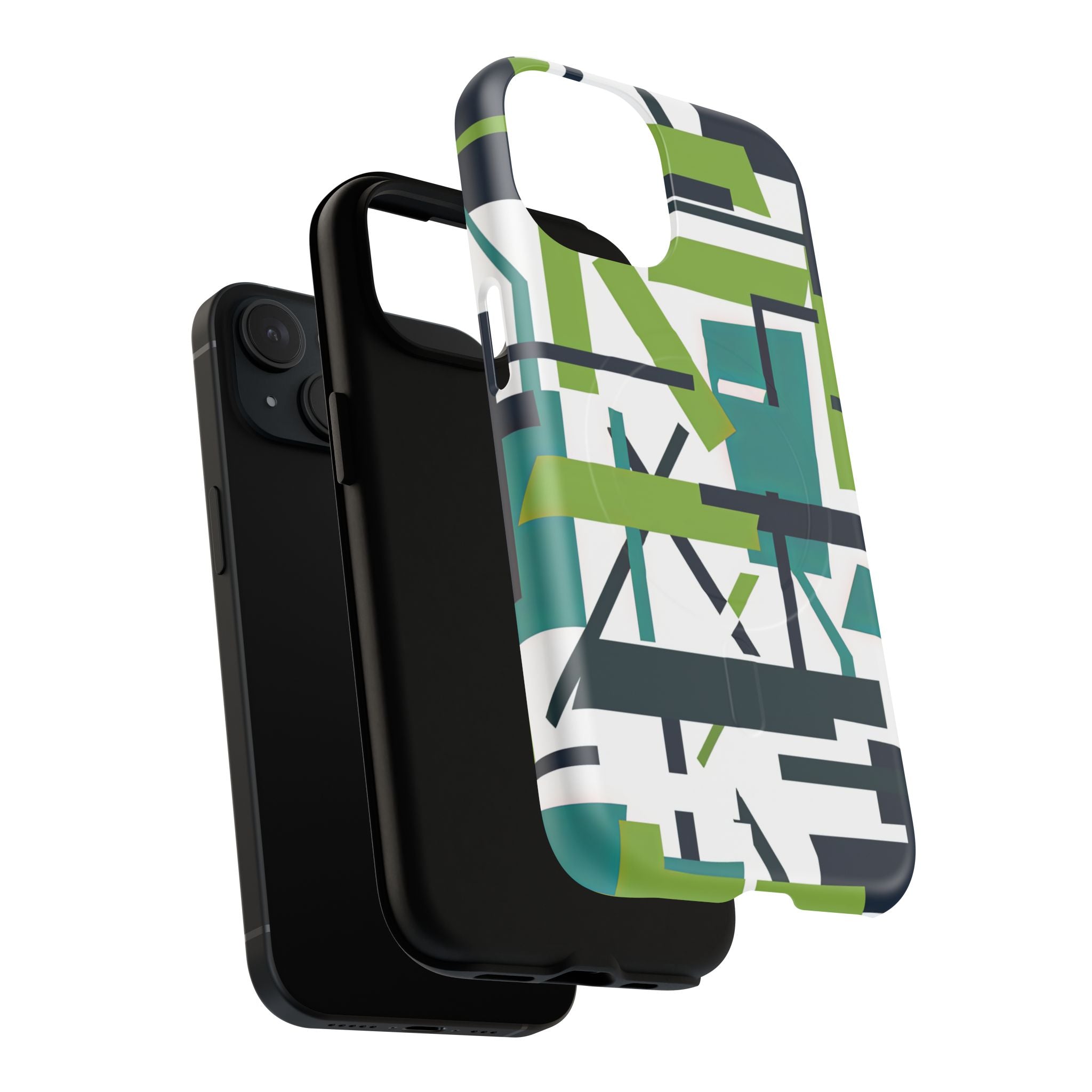 Green Geometry Glide iPhone 15 | Tough+ Phone Case