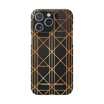 Golden Geometric Elegance iPhone 15 - Slim Phone Case