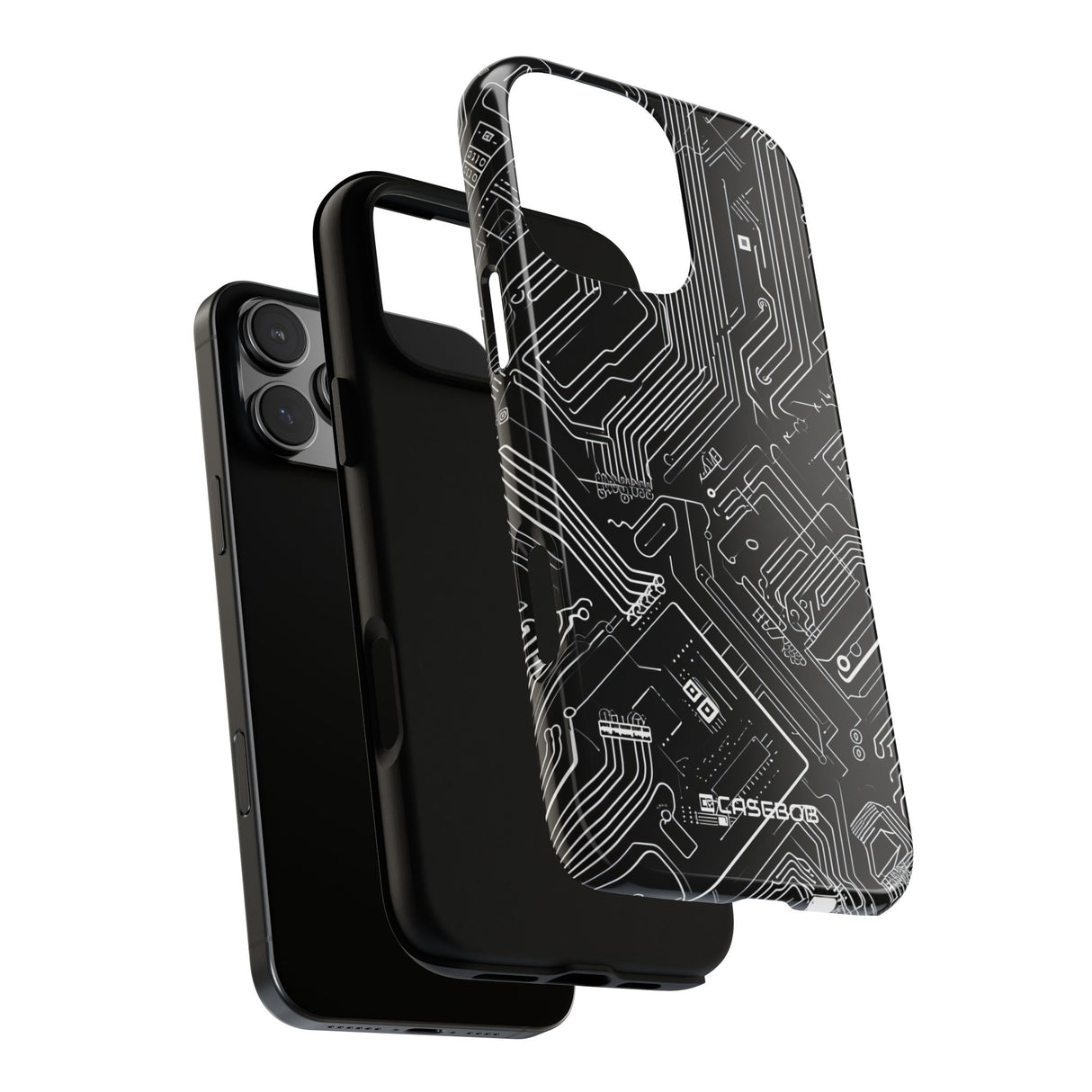 Circuitry Dreams: Abstract Black Design - for iPhone 16