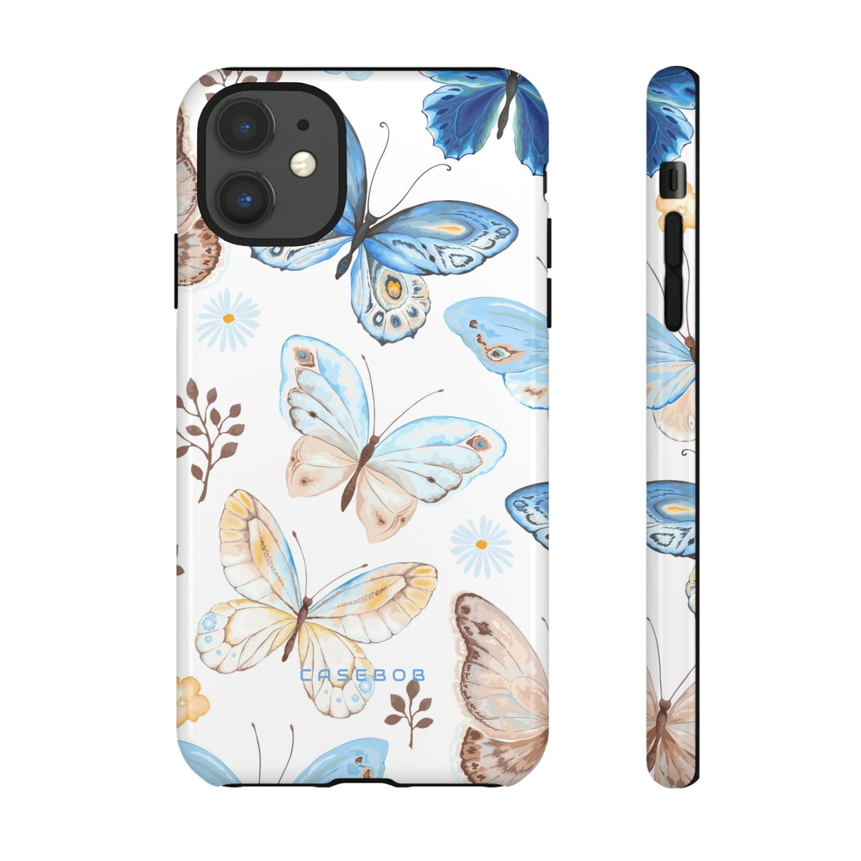 Flying Butterflies, Blue and Yellow iPhone case (Protective) - Protective Phone Case