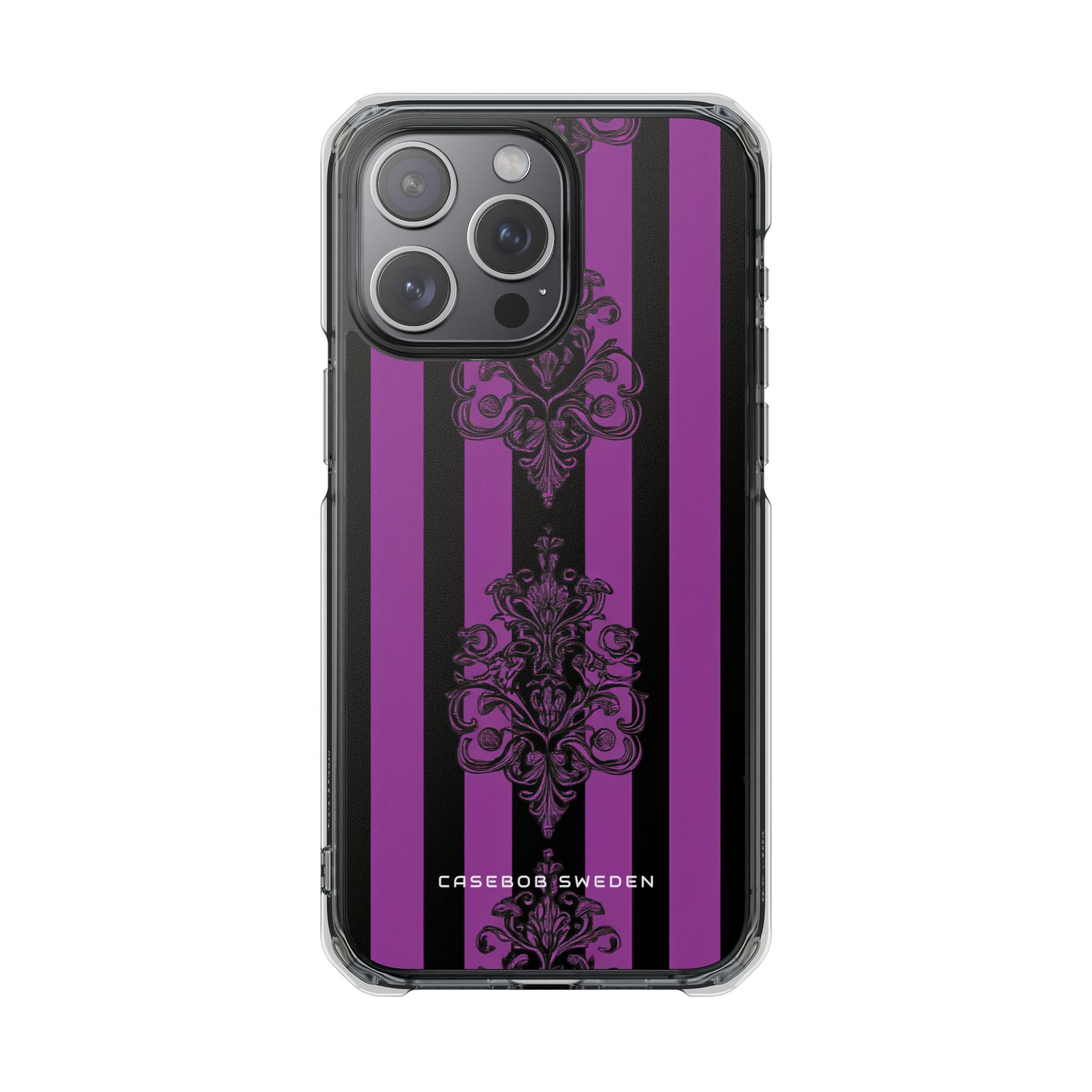 Gothic Elegance with Vertical Stripes and Ornamental Motifs iPhone 15 - Clear Impact Phone Case