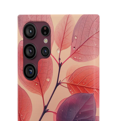 Pink Serenity Leaf Design - Slim Samsung S22 Phone Case