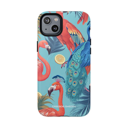 Tropical Flamingo Bliss - Tough + MagSafe® iPhone 14 Phone Case